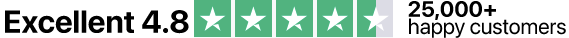 Excellent 4.8 stars - 25,000+ happy customers